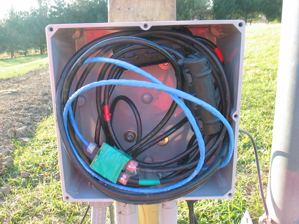 Junction box at the base of the tower