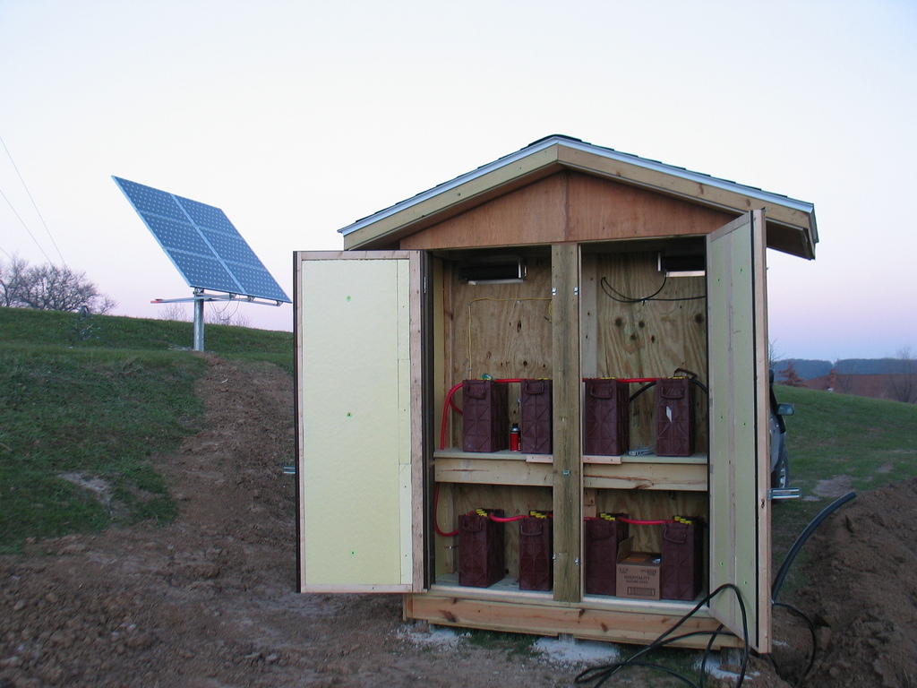 Battery side of the shed