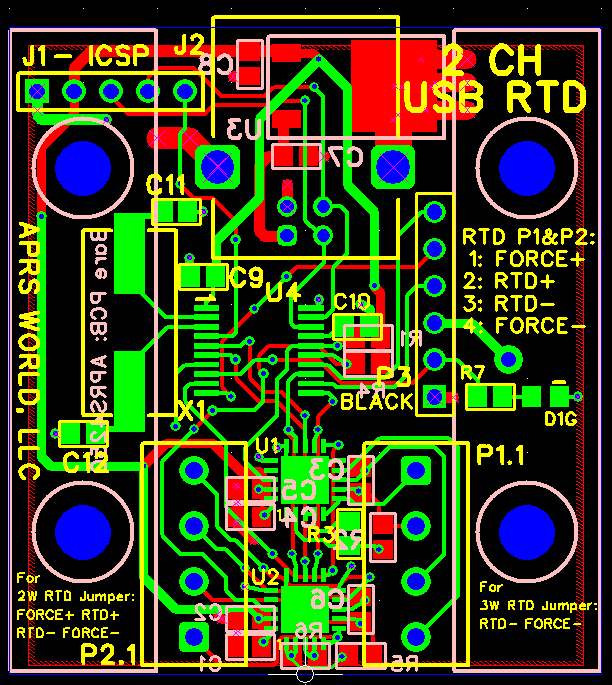 Screen capture of ThermokUSB-RTD2 PCB layout