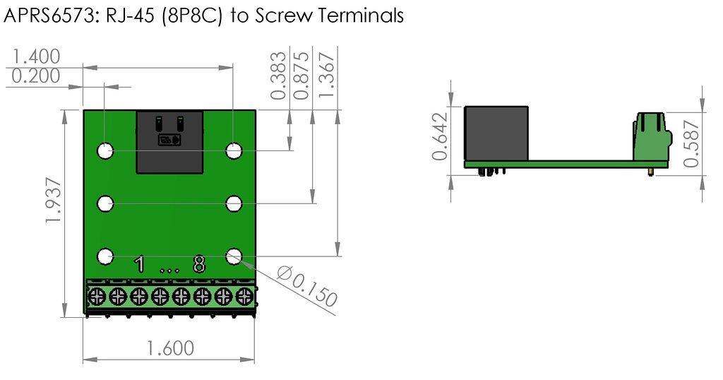 APRS6573: RJ-45 breakout board to screw terminals