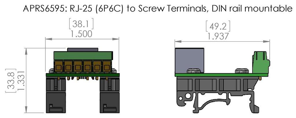 APRS6595: RJ-25 (6P6C) to Screw Terminals, DIN Rail Mountable