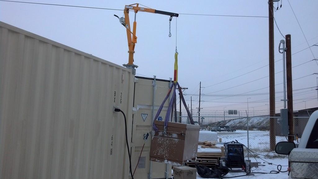 In use photo from Fairbanks, AK, USA - Vestil WTJ-4 winch operate jib crane installed