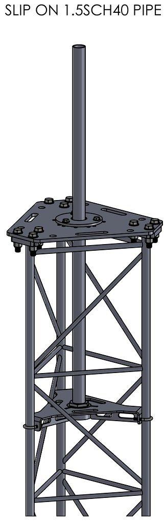 APRS8003: APRS World's tower top plate for standard Bergey GL tower section and 1-1/2" SCH40 pipe.