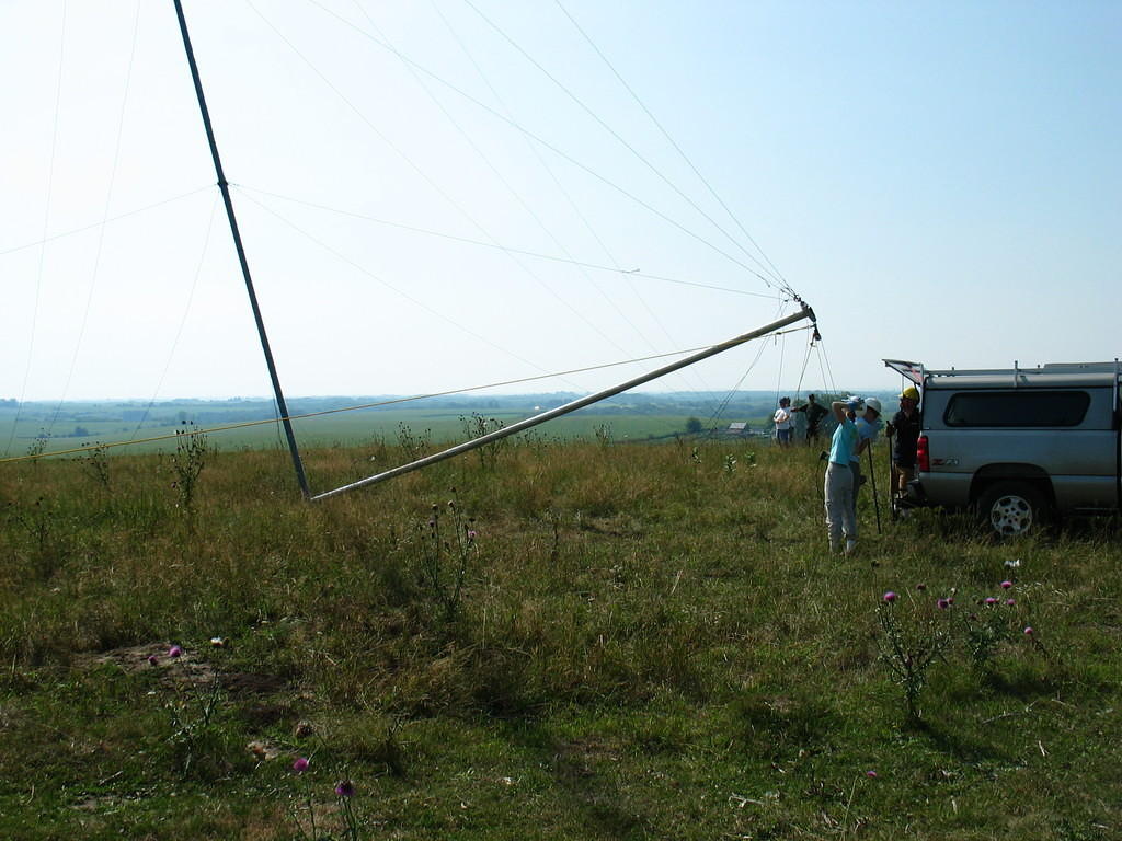 Tipping down a 120' wind monitoring tower at Pilot Mound, Minnesota