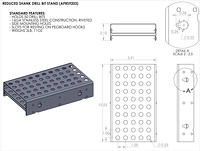 APRS9203: Reduced Shank Drill Bit Stand, Silver Deming, Heavy Duty for 50 Drill Bits, Stainless Steel, Datasheet