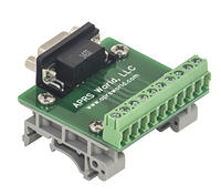 APRS6593: DB9 Female Breakout Board to Screw Terminals, DIN rail mountable