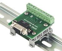 APRS6593: DB9 Female Breakout Board to Screw Terminals, DIN rail mountable