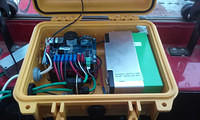 Cabu Communications Gateway interior view showing internal lithium battery, wiring and circuit board