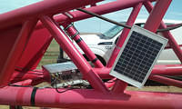 Crane Wind Speed Loger with solar panel that powers it