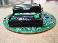 Bottom side of the board with batteries and MICA shown